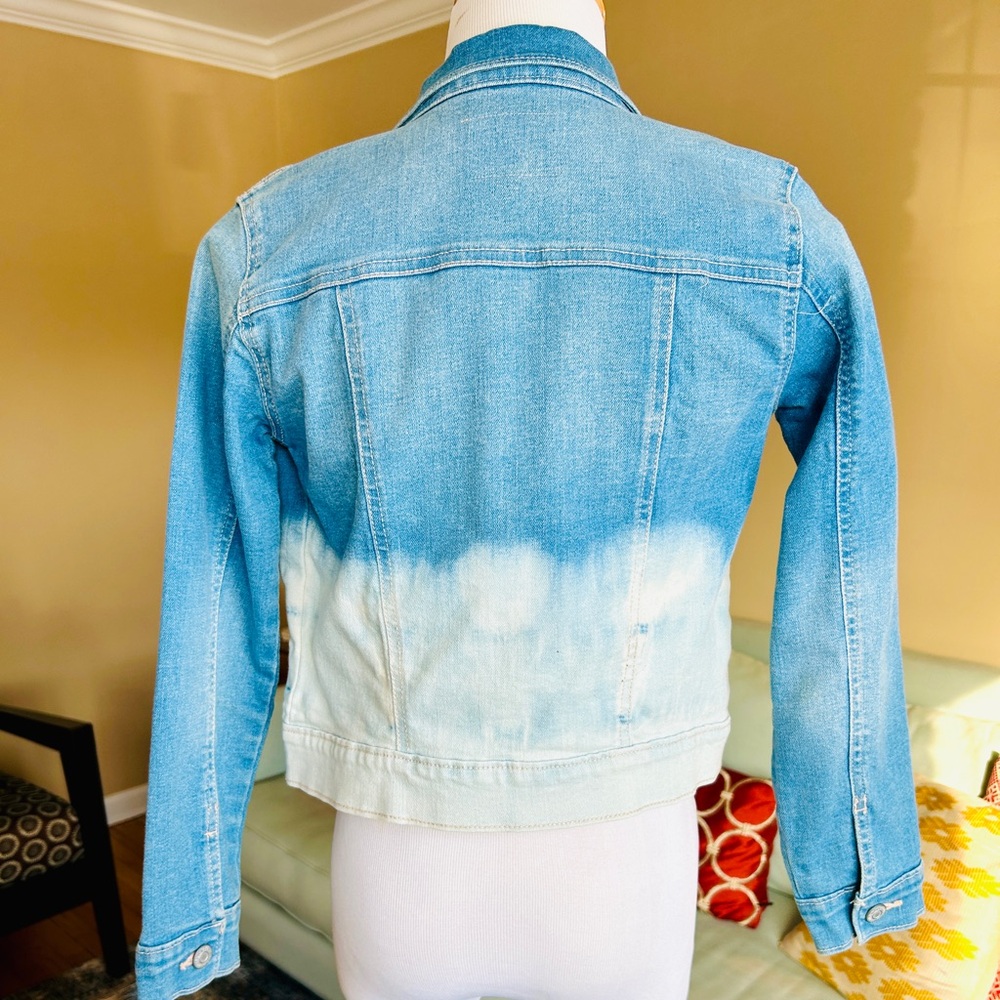 Old Navy Girls Large 10/12 Ombre Jean Jacket Dip Dye Blue White - Picture 11 of 13